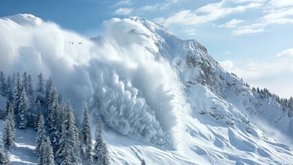 Fototapeta premium Snow Avalanche Descending Mountain Landscape