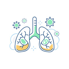 Lungs icon, symbol of the respiratory system and health, minimalist style