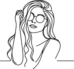 line art bride girl and mordan Woman line Drawing design.