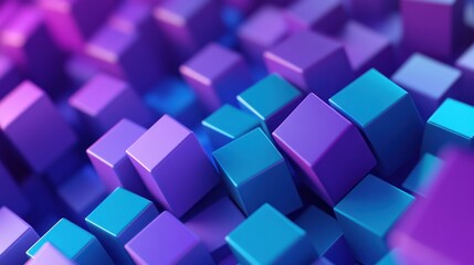 Abstract Purple and Blue Cubes
