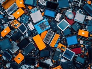 Advanced recycling facility processing e-waste, circular economy, sustainable manufacturing