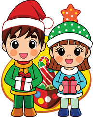 children with christmas gifts