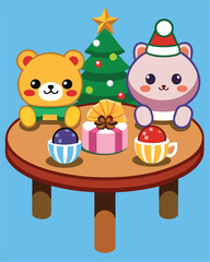 teddy bear with christmas gifts