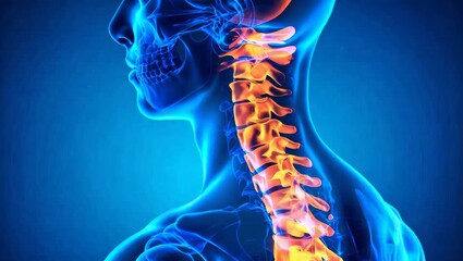 Human Anatomy Illustration of Spine and Neck Structure