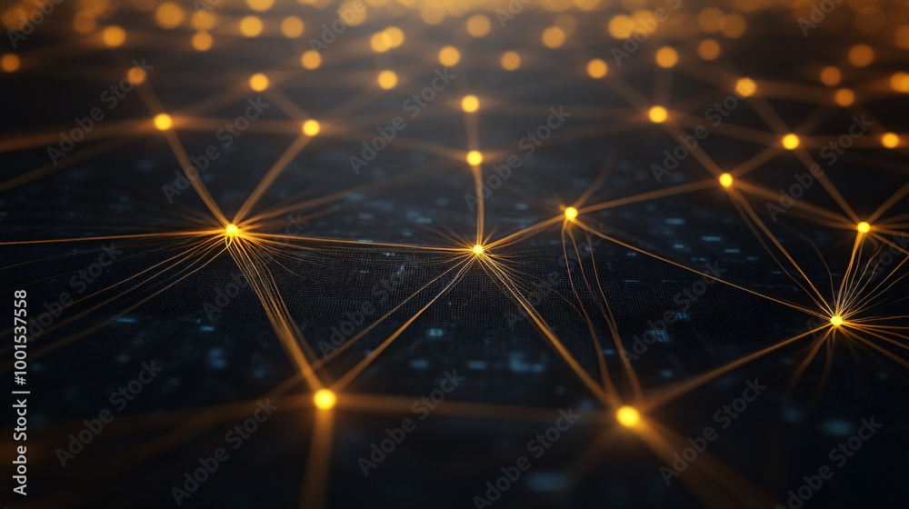 Poster vibrant network expands with glowing data nodes on a circuit board, creating a mesmerizing display o
