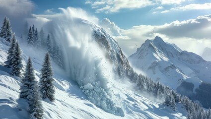 Obraz premium Snow Avalanche in Majestic Mountain Landscape