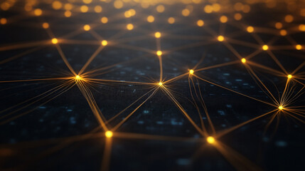 Fototapeta premium Vibrant network expands with glowing data nodes on a circuit board, creating a mesmerizing display of technology and connectivity