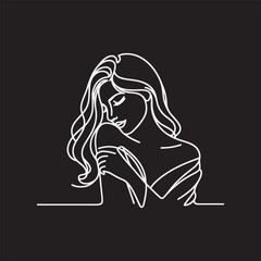 line art bride girl and mordan Woman line Drawing design.