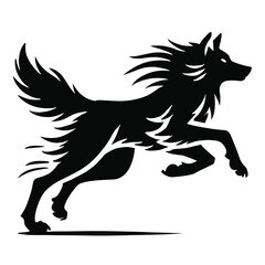 Fototapeta premium Wolf Running Silhouette
