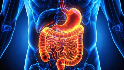Colorful Anatomy Illustration of Human Digestive System