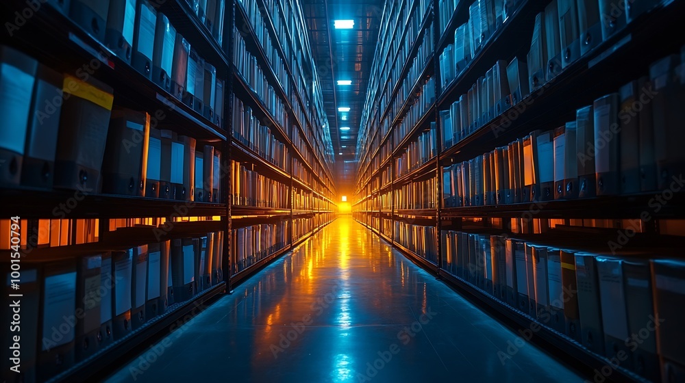 Fototapete Individuals with document holograms in information system archiving important documents in online databases to be accessed at any time document database management Storing document fil : Generative AI