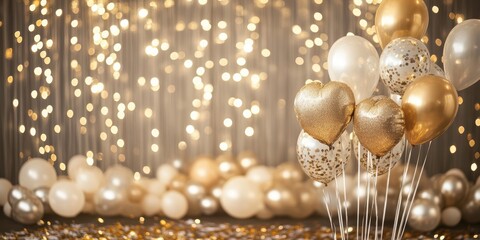 Luxurious Gold Birthday Backdrop with Shimmering Decor