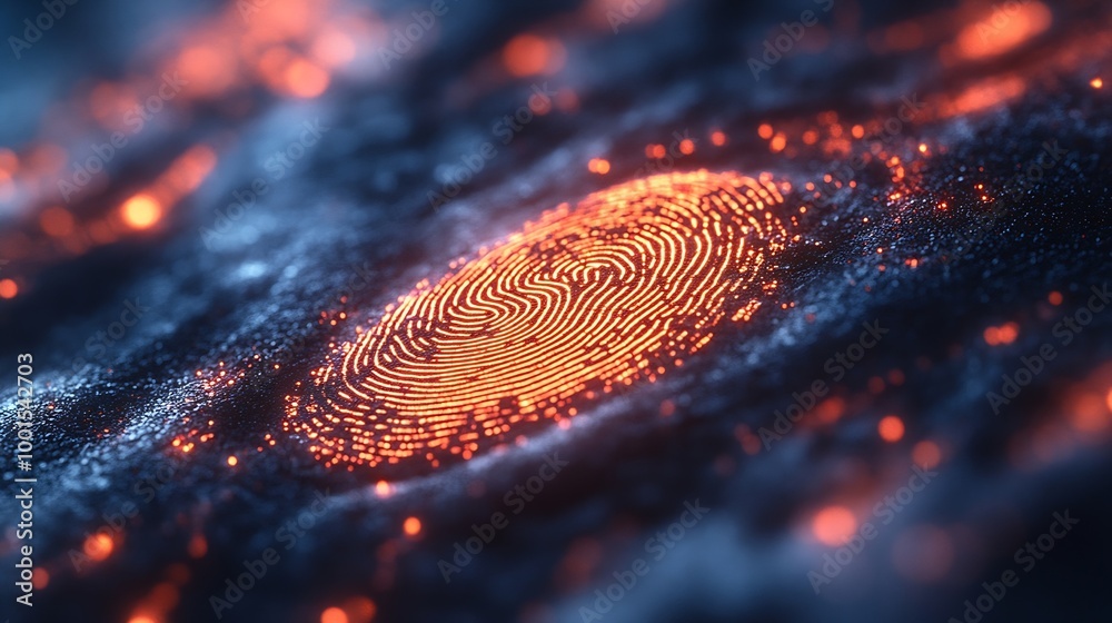 Aufkleber Biometrics security access concept with fingerprint : Generative AI