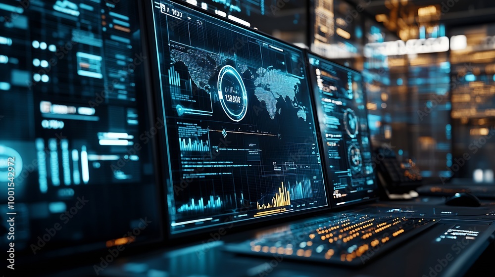 Aufkleber Cyber security and data protection Business using computer and  tablet protecting business and financial data with virtual from cyber attack cybersecurity technology in  office : Generative AI