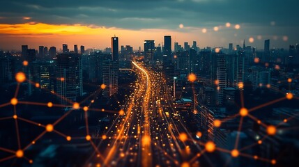 Digital technology IoT Internet of Things Global internet network and social media communication for digital marketing and global business mobile banking via mobile app wireless techno : Generative AI