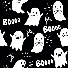 Seamless pattern Halloween on black background. 