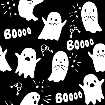 Seamless pattern Halloween on black background. 