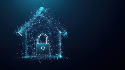 Cybersecurity Home Protection: A Digital Illustration of a Padlock Secured in a House