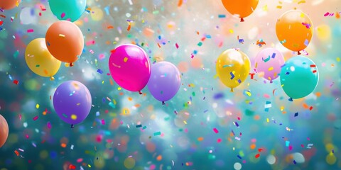 Colorful Balloons in a Vibrant Celebration Backdrop