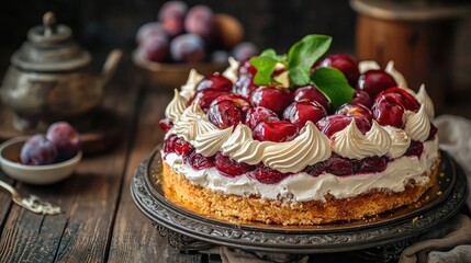 plum cake with meringue