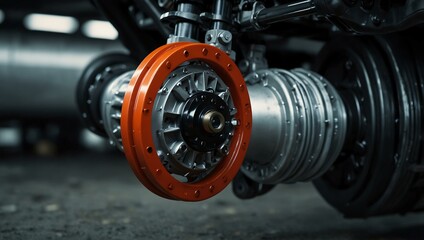Close-up of car suspension for automotive projects.