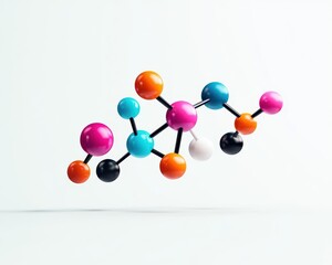 Molecular structures connected with colorful bonds, chemical bonding, molecular representation