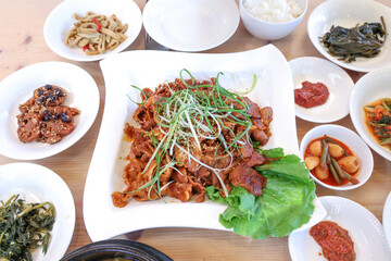 korea food. stir fried spicy pork