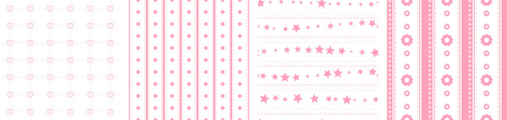 Set of abstract geometric seamless pattern pink color design. Wrapping paper