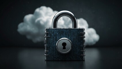 Cloud security symbolized by a digital padlock.