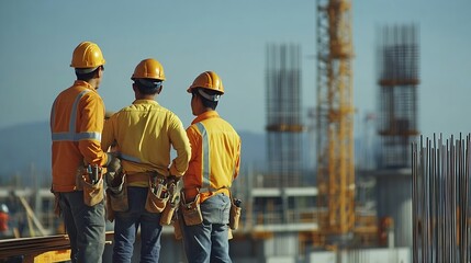 Group of male and female engineer construction working together at construction site Foreman construction working at construction site : Generative AI