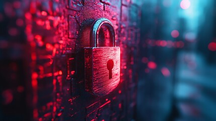 technology login information security privacy business protection protect padlock password touching padlock hud to view cloud technology system that tech is protect your data and secur : Generative AI