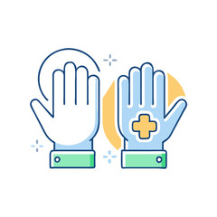 Obraz premium Medical gloves icon, symbol of hygiene and protection, minimalist style