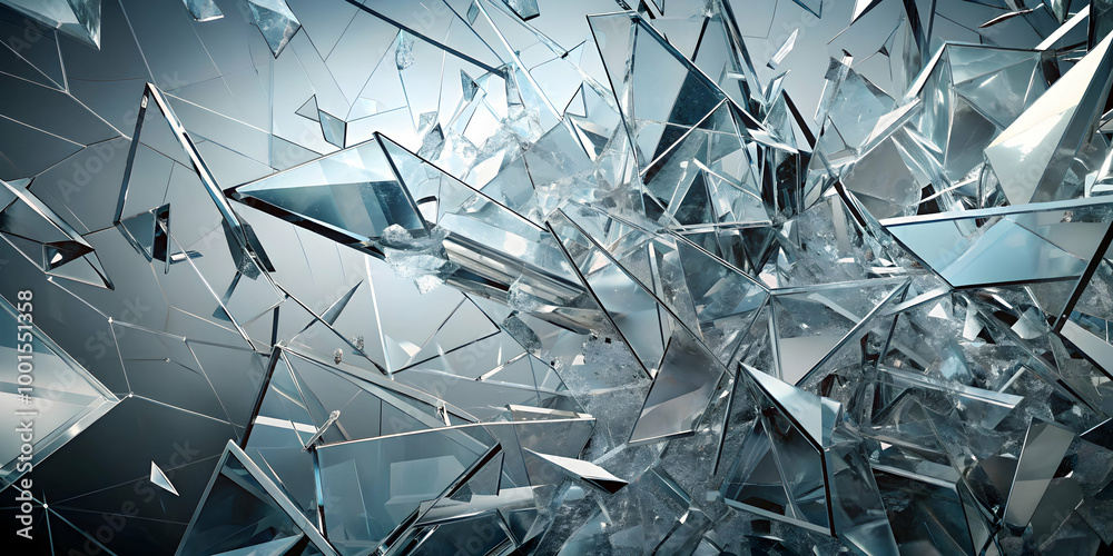 Canvas Prints Shattered Glass: A visually captivating abstract design, shards of glass frozen in mid-air, radiating an intense energy and sense of chaos.