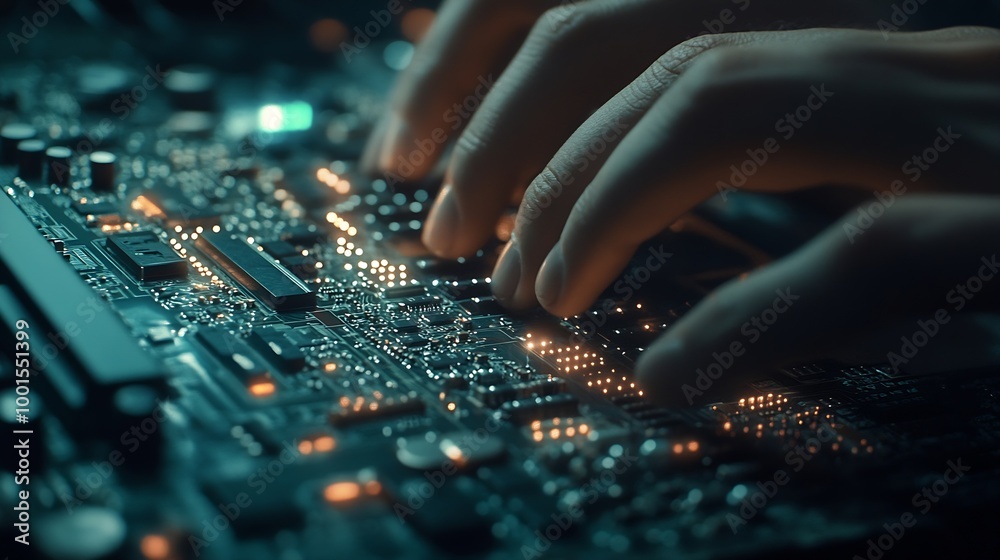 Poster Cyber security IT engineer working on protecting network against cyberattack from hackers on internet Secure access for online privacy and personal data protection Hands typing on keyb : Generative AI