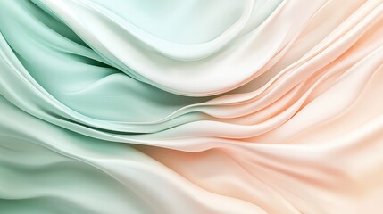 Obraz premium A long, flowing piece of fabric with a green and pink hue. The fabric is draped in a way that creates a sense of movement and flow. The colors of the fabric evoke a feeling of calmness and serenity