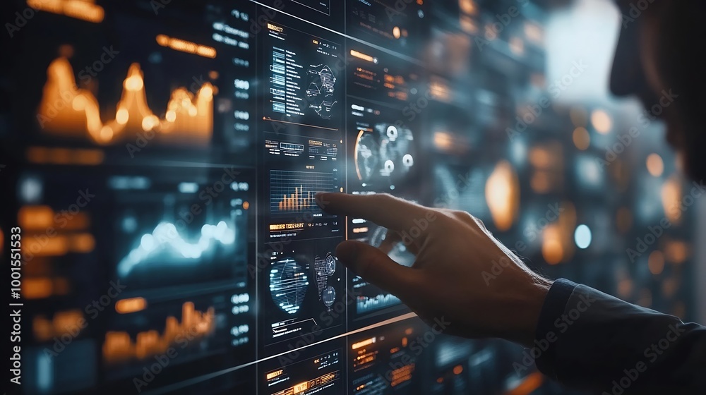 Aufkleber Businessmen use technology to manage data analysis dashboard report accounting financial and system information strategy growth platform business concept : Generative AI