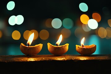 Tranquil candlelight ambiance with blurred bokeh background