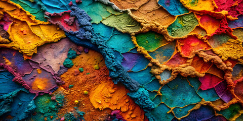 Vibrant Hues of Impasto: A close-up of richly textured oil paints in a dynamic impasto style, showcasing a vibrant explosion of color.