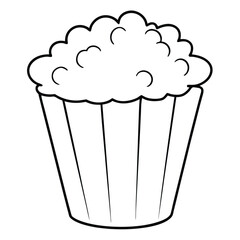 Simple cute Popcorn line art illustration