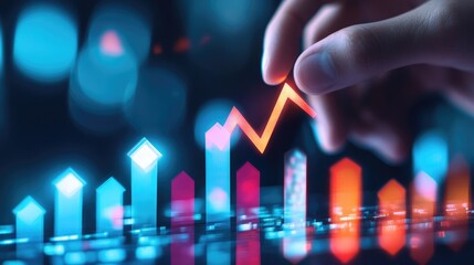 Dynamic business image of a hand placing an upward arrow on a growth chart, symbolizing success --ar 16:9 --v 6.1 Job ID: b5a3b6a7-5324-4b75-a065-df58b7336667