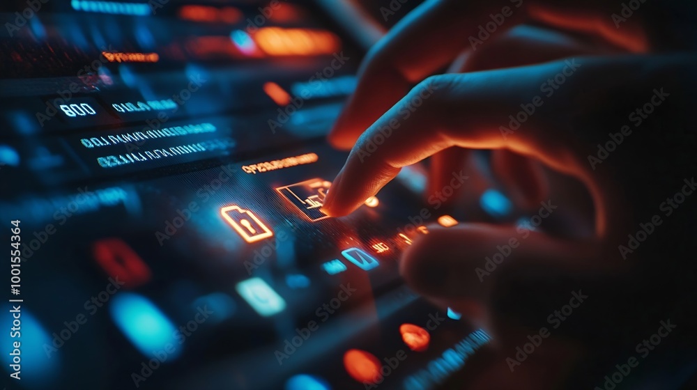 Poster cyber security and Security password login online concept  Hands typing and entering username and password of social media log in with smartphone to an online bank account data protect : Generative AI