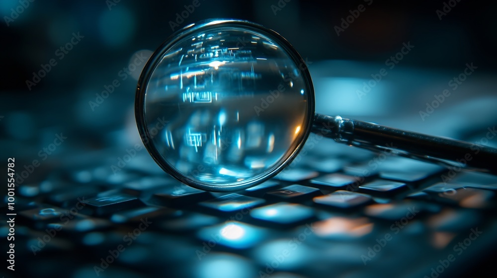 Poster Job search find a job unemployment recruitment job interview data Search Technology Search Engine Optimization man using magnifying glass and computer keyboard to Searching for informa : Generative AI