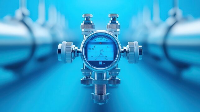 Visualization of a fluid flow in a Venturi meter, pressure differences illustrated, fluid mechanics, flow rate analysis