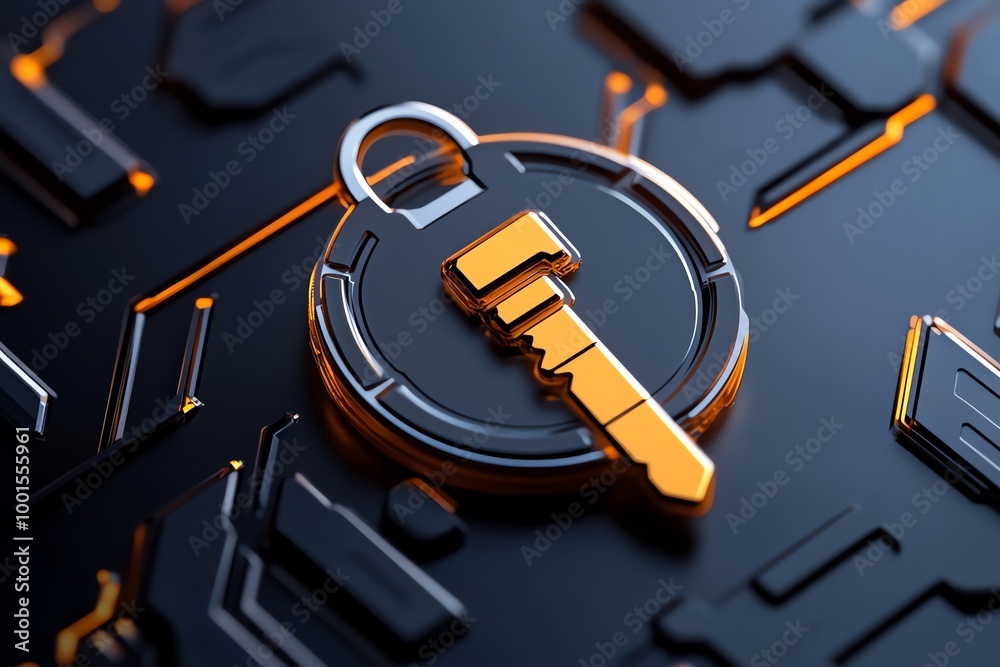Aufkleber Simple encrypted key icon placed within clean shapes, representing a secure digital transaction