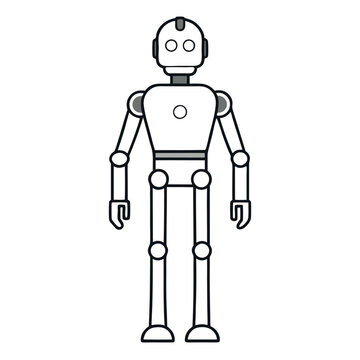  Humanoid robot vector outline illustration.
