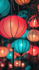 Vibrant traditional lanterns illuminating cultural festival