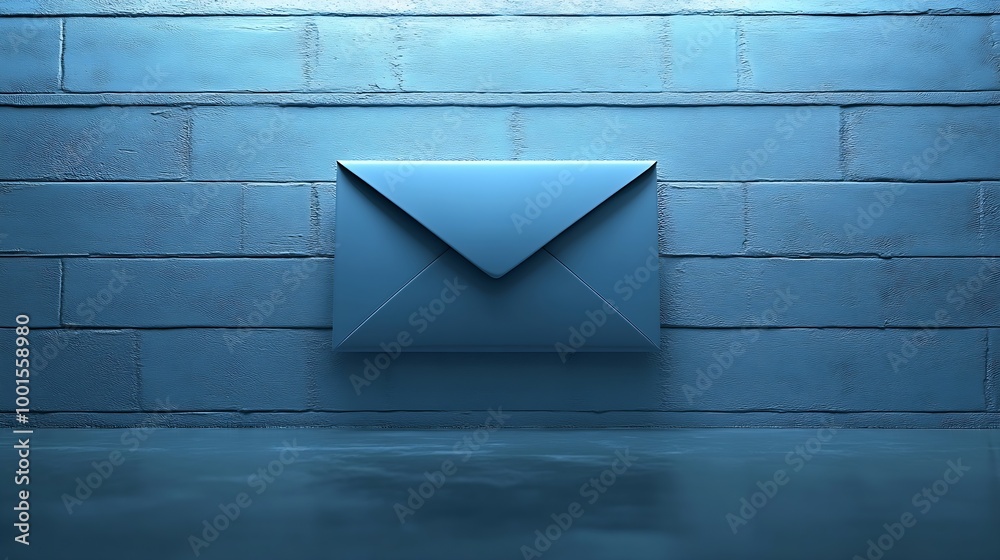 Poster Envelope and email symbol on a blue background Concept email address Internet technologies and contacts for communication Communication over the network business and correspondence : Generative AI