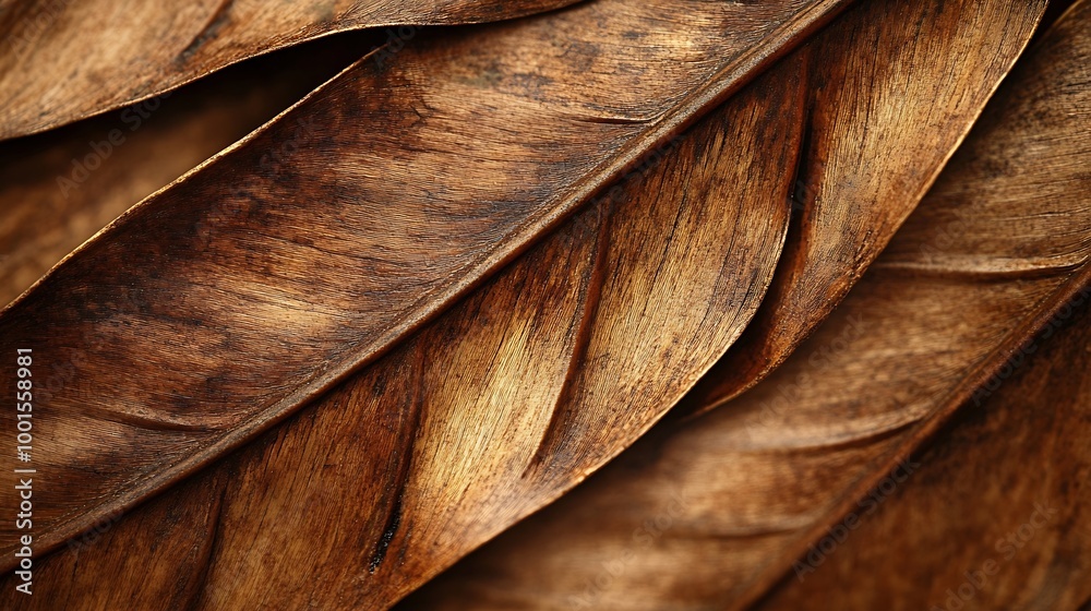 Poster dry leaf of palm tree closeup natural texture : generative ai