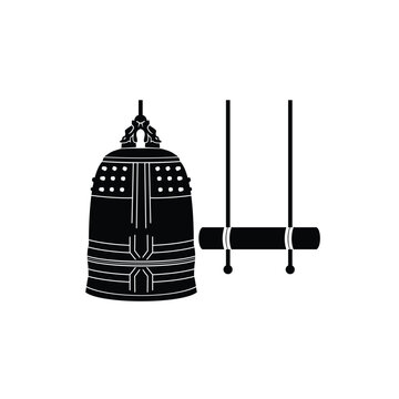 Traditional musical japan instrument logo illustration, bonsho silhouette is suitable for music shops and communities	