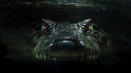 Fototapeta premium Menacing Crocodile Lurking Below the Water Surface